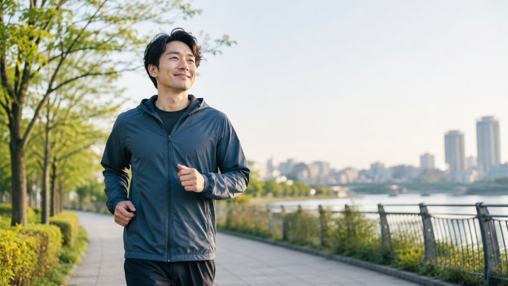 忙しい社会人が無理なくランニングを続けるイメージ